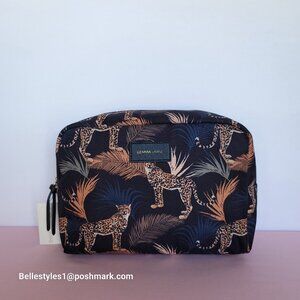 GEMMA LAYNE Travel Cosmetic Fabric Organizer Case w Animal Print- Black multi⭐
